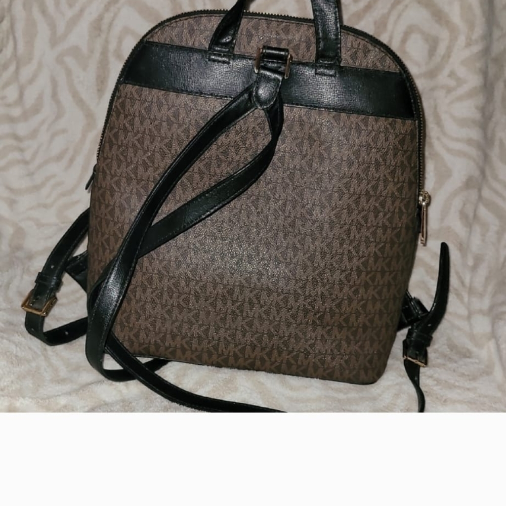 Michael Kors Brown and Black Backpack with Monogram Print